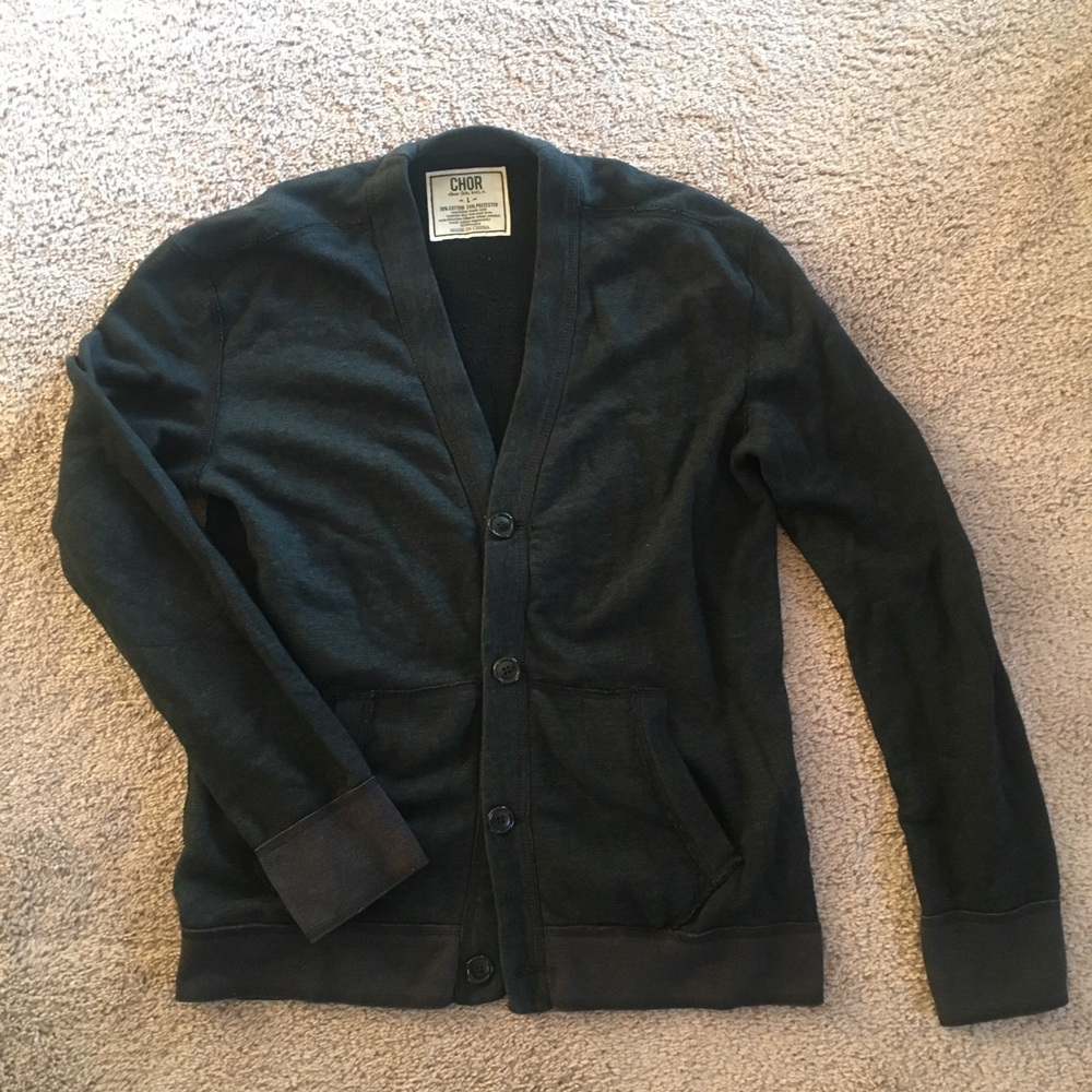 Men's Chor Button-Down Cardigan - Black, Large